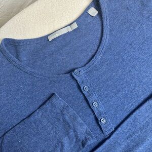 Vince | Henley | Men's Long Sleeve Blue Henley Scoop Neck 100% Cotton Sz Large